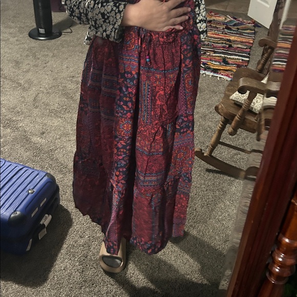 ODDI Full Size Printed Tiered Maxi Skirt - Picture 6 of 7